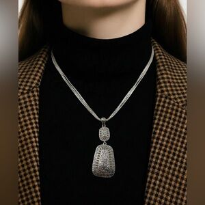 Napier Silver-Tone Antique Finish 
Pendant Necklace NWT